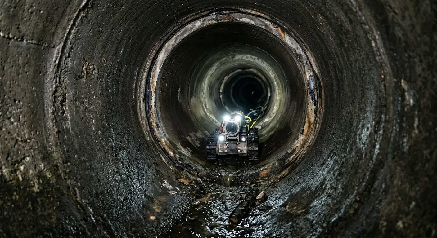Robotic sewer camera inspecting pipe interior for Sewer Line Cleaning in Parsippany-Troy Hills